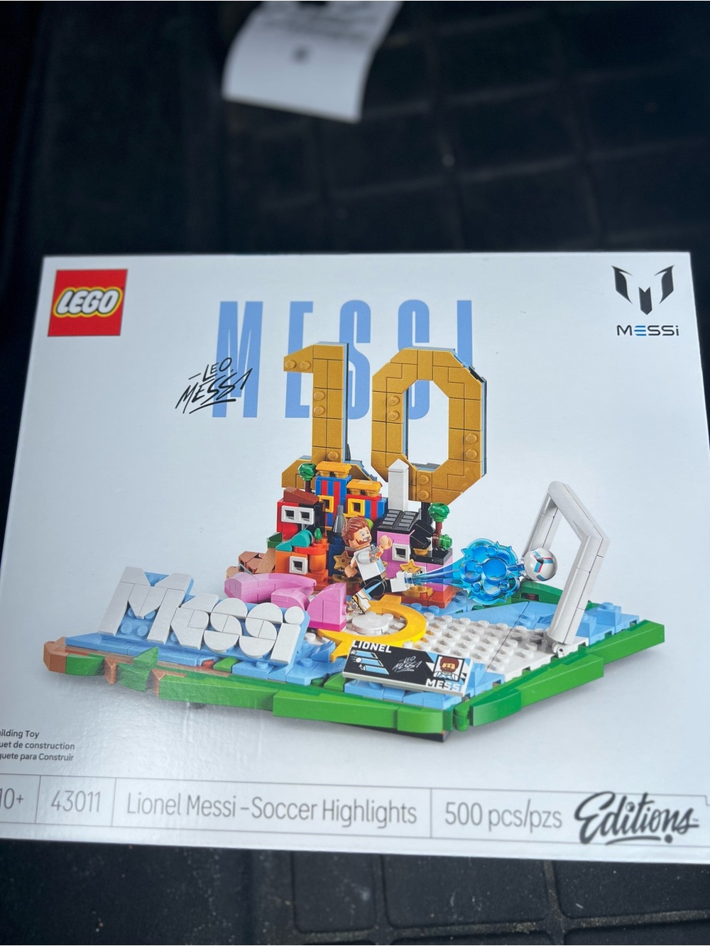 Lego Messi Soccer Highlights Set with Gold '10' and Blue Accents